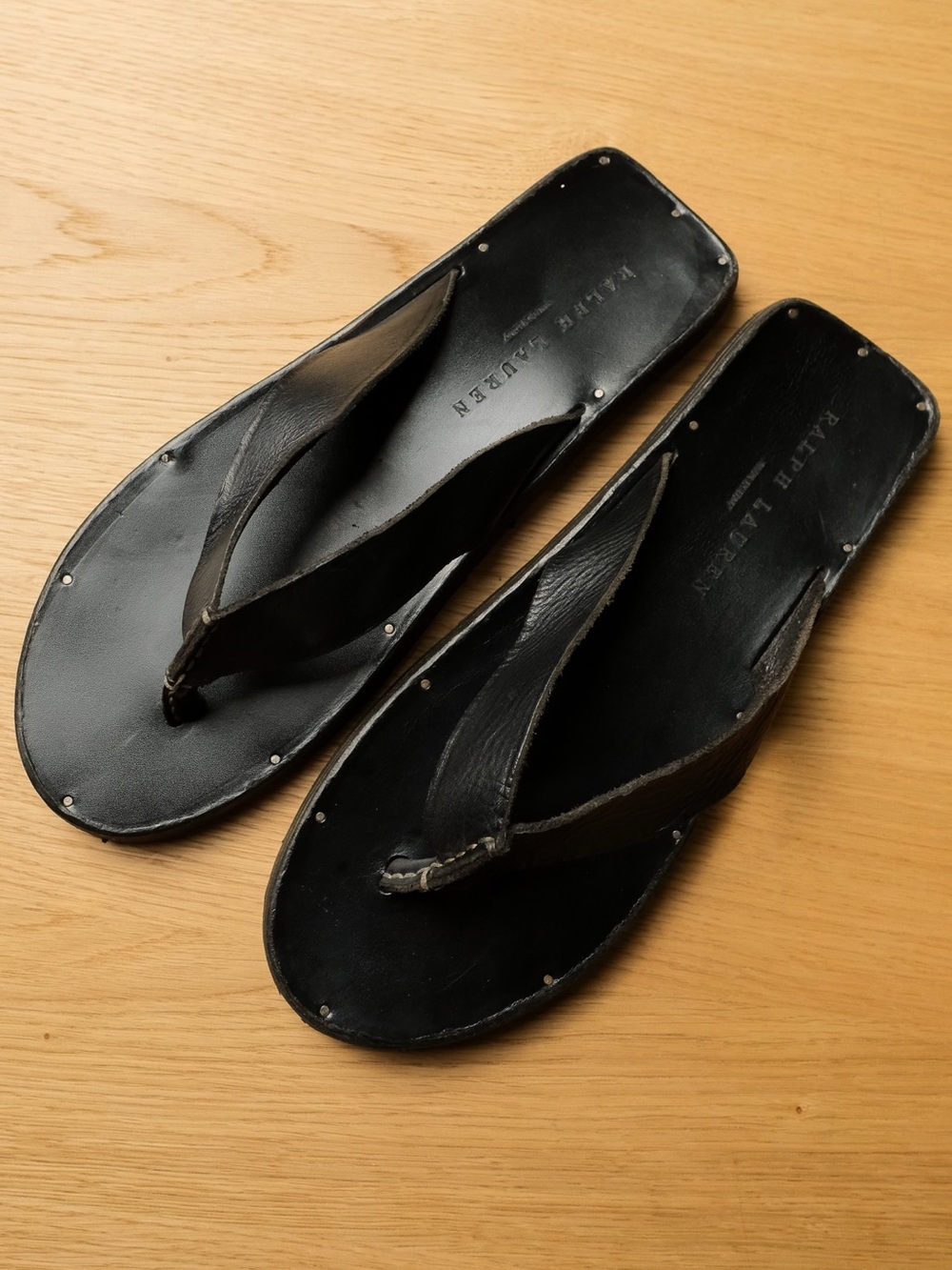 Ralph Lauren Collection Made in Italy Leather Toe-Post Sandals made in Italy